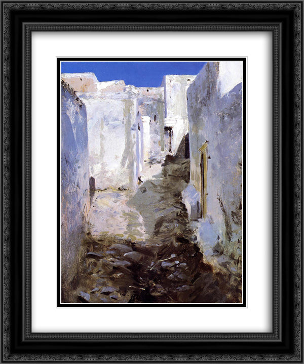 A Street in Algiers 20x24 Black Ornate Wood Framed Art Print Poster with Double Matting by Sargent, John Singer