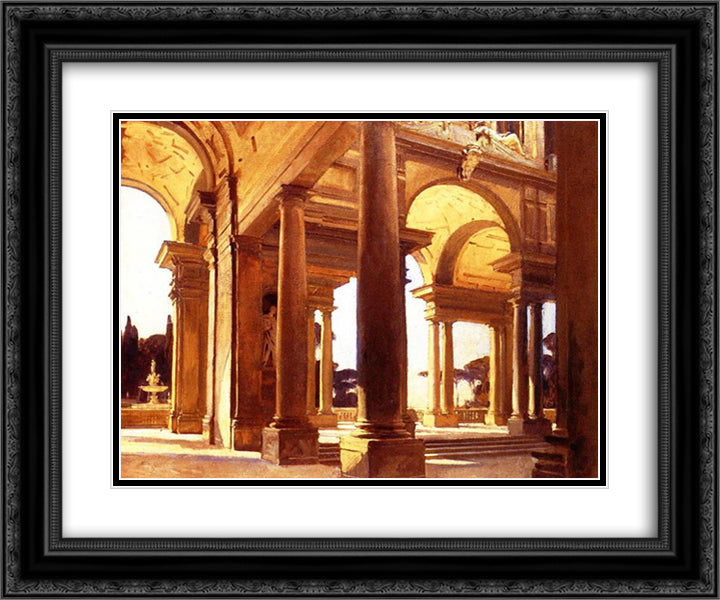 A Study of Architecture, Florence 24x20 Black Ornate Wood Framed Art Print Poster with Double Matting by Sargent, John Singer