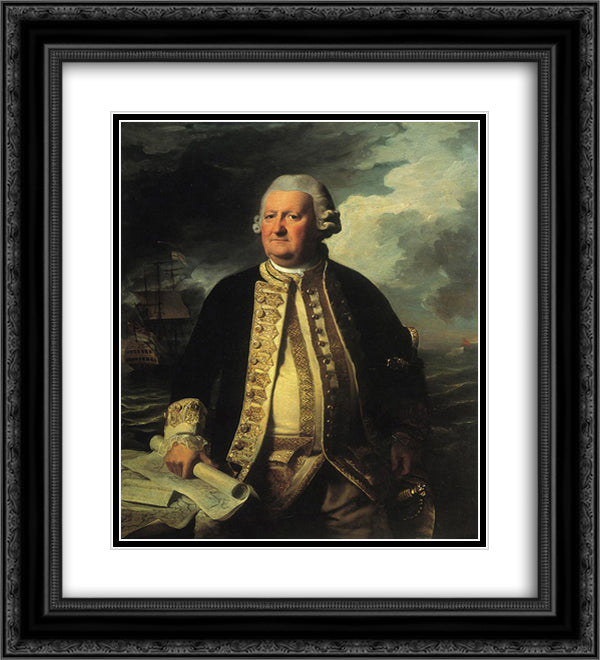 Clark Gayton, Admiral of the White 20x22 Black Ornate Wood Framed Art Print Poster with Double Matting by Copley, John Singleton