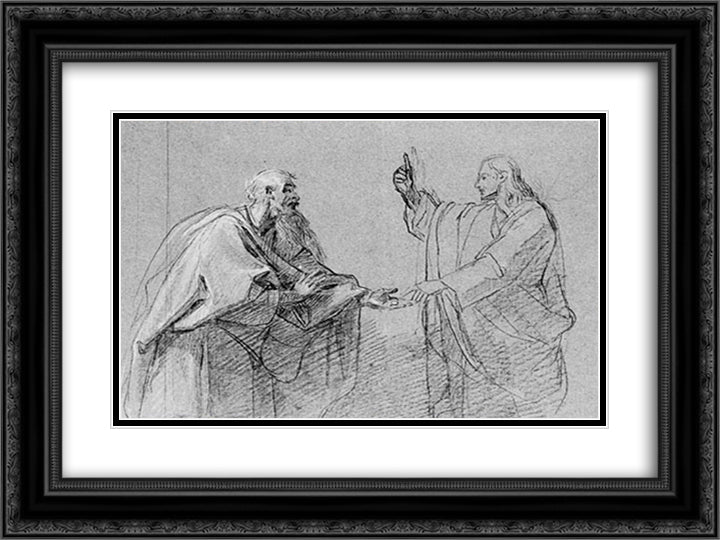 Study for The Tribute Money 24x18 Black Ornate Wood Framed Art Print Poster with Double Matting by Copley, John Singleton