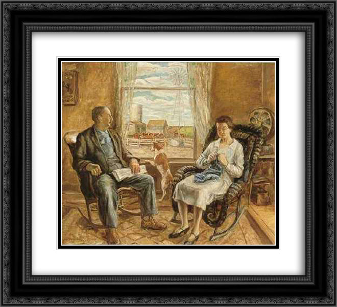 My Mother and Father 22x20 Black Ornate Wood Framed Art Print Poster with Double Matting by Steuart Curry, John