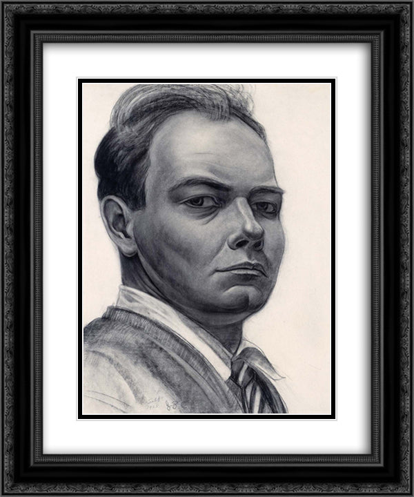 Self-Portrait 20x24 Black Ornate Wood Framed Art Print Poster with Double Matting by Steuart Curry, John