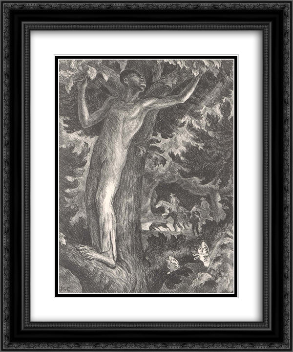 The Fugitive 20x24 Black Ornate Wood Framed Art Print Poster with Double Matting by Steuart Curry, John