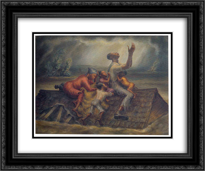 The Mississippi 24x20 Black Ornate Wood Framed Art Print Poster with Double Matting by Steuart Curry, John