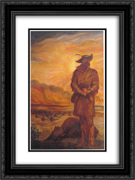 Tragic Prelude The Plainsman 18x24 Black Ornate Wood Framed Art Print Poster with Double Matting by Steuart Curry, John