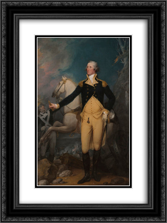 George Washington Before the Battle of Trenton 18x24 Black Ornate Wood Framed Art Print Poster with Double Matting by Trumbull, John