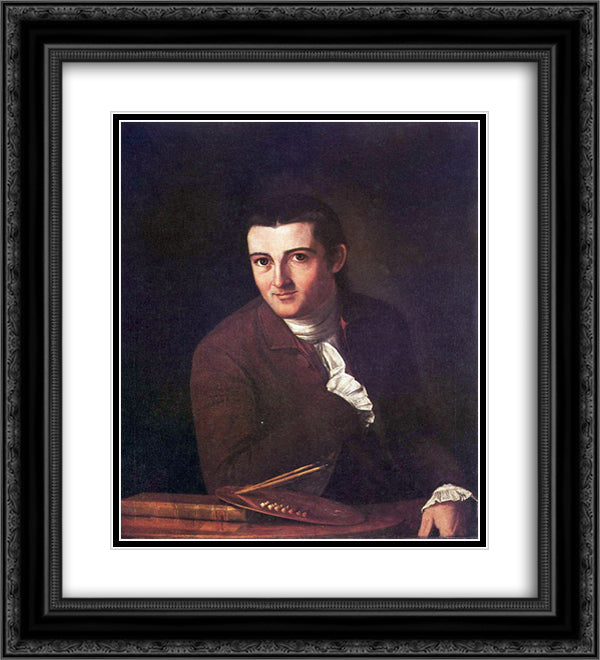 Self-portrait 20x22 Black Ornate Wood Framed Art Print Poster with Double Matting by Trumbull, John
