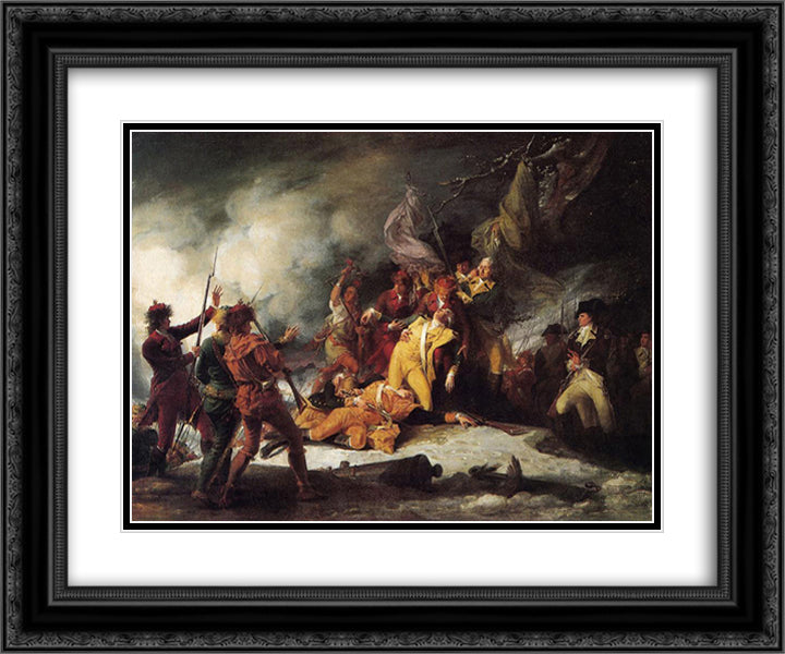 The Death of General Montgomery in the Attack on Quebec 24x20 Black Ornate Wood Framed Art Print Poster with Double Matting by Trumbull, John