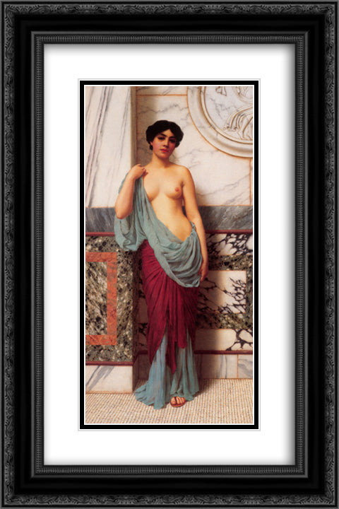 At the Thermae 16x24 Black Ornate Wood Framed Art Print Poster with Double Matting by Godward, John William