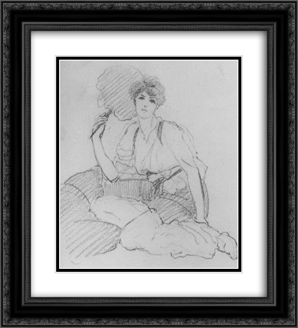 Flabellifera 20x22 Black Ornate Wood Framed Art Print Poster with Double Matting by Godward, John William
