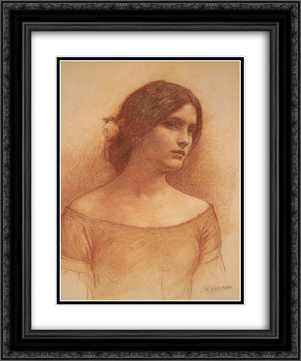 Study for 'The Lady Clare' 20x24 Black Ornate Wood Framed Art Print Poster with Double Matting by Waterhouse, John William