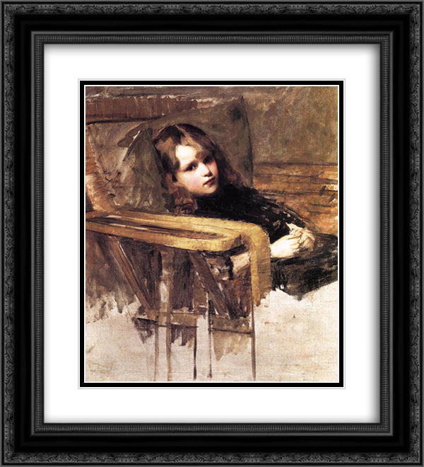 The Easy Chair 20x22 Black Ornate Wood Framed Art Print Poster with Double Matting by Waterhouse, John William