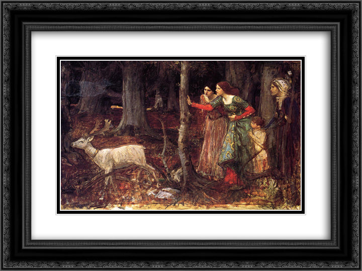 The Mystic Wood 24x18 Black Ornate Wood Framed Art Print Poster with Double Matting by Waterhouse, John William