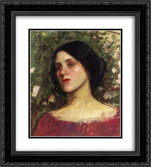 The Rose Bower 20x22 Black Ornate Wood Framed Art Print Poster with Double Matting by Waterhouse, John William