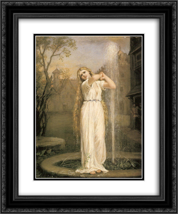 Undine 20x24 Black Ornate Wood Framed Art Print Poster with Double Matting by Waterhouse, John William