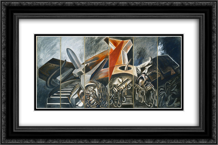 Dive Bomber and Tank 24x16 Black Ornate Wood Framed Art Print Poster with Double Matting by Orozco, Jose Clemente