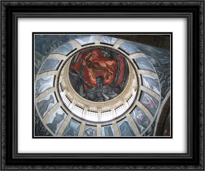 Man of Fire 24x20 Black Ornate Wood Framed Art Print Poster with Double Matting by Orozco, Jose Clemente