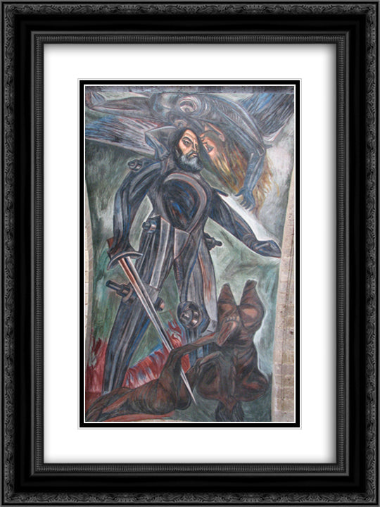 Prometheanist 18x24 Black Ornate Wood Framed Art Print Poster with Double Matting by Orozco, Jose Clemente