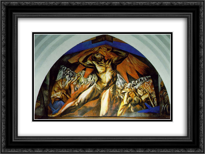 Prometheus 24x18 Black Ornate Wood Framed Art Print Poster with Double Matting by Orozco, Jose Clemente