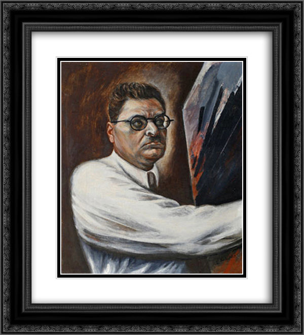 Self-portrait 20x22 Black Ornate Wood Framed Art Print Poster with Double Matting by Orozco, Jose Clemente