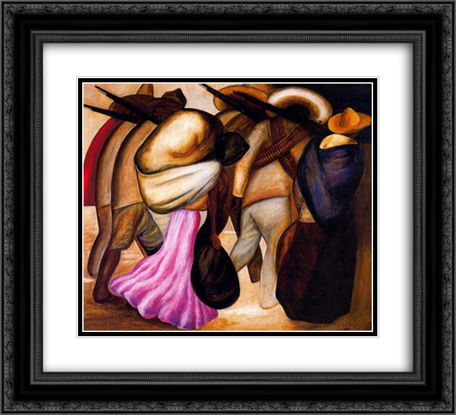 Soldiers 22x20 Black Ornate Wood Framed Art Print Poster with Double Matting by Orozco, Jose Clemente
