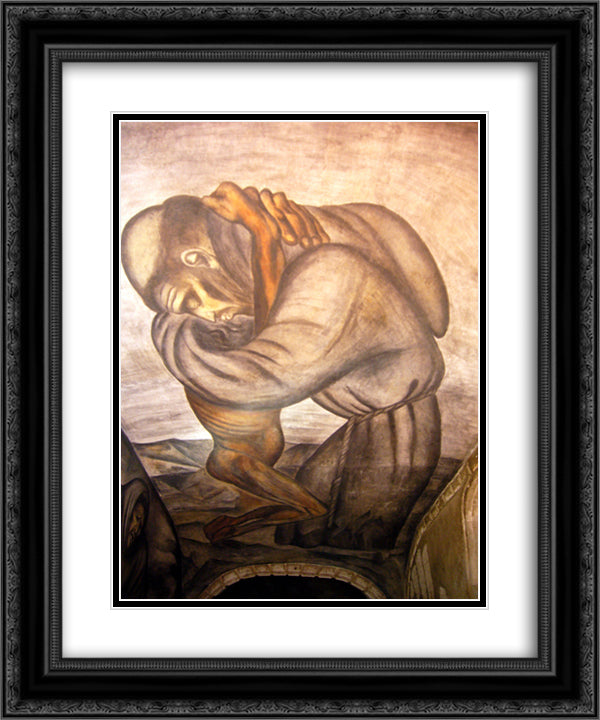 The Franciscans 20x24 Black Ornate Wood Framed Art Print Poster with Double Matting by Orozco, Jose Clemente