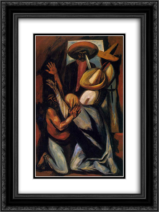 Zapata 18x24 Black Ornate Wood Framed Art Print Poster with Double Matting by Orozco, Jose Clemente