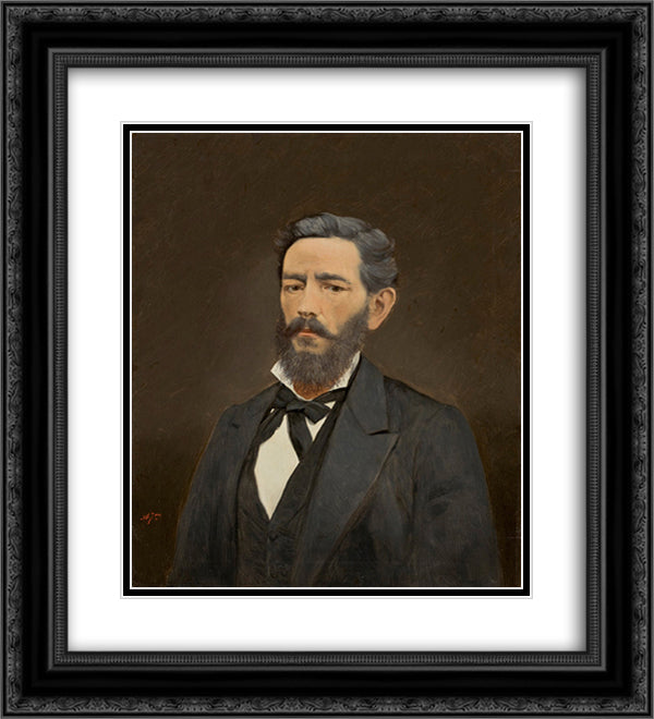 Bust of a Man 20x22 Black Ornate Wood Framed Art Print Poster with Double Matting by Almeida Junior, Jose Ferraz de
