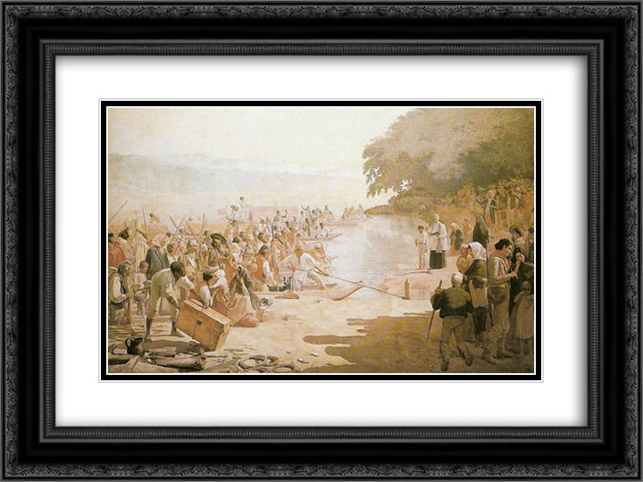 MoncÆ’o departing 24x18 Black Ornate Wood Framed Art Print Poster with Double Matting by Almeida Junior, Jose Ferraz de