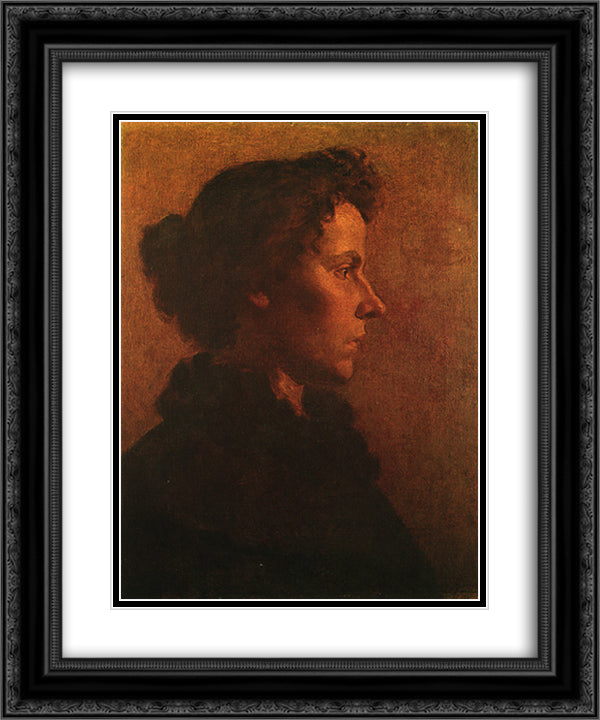 Profile of a woman 20x24 Black Ornate Wood Framed Art Print Poster with Double Matting by Almeida Junior, Jose Ferraz de