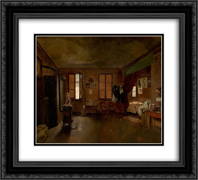 The Artist's Atelier 22x20 Black Ornate Wood Framed Art Print Poster with Double Matting by Almeida Junior, Jose Ferraz de