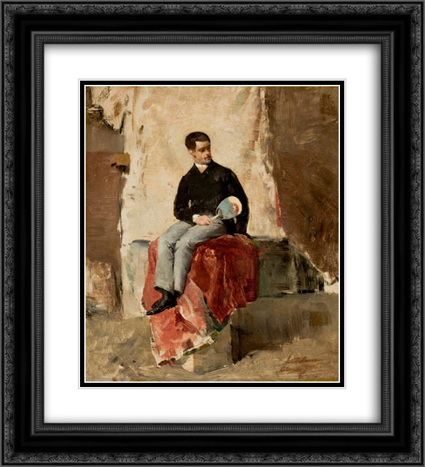The Painter Belmiro de Almeida 20x22 Black Ornate Wood Framed Art Print Poster with Double Matting by Almeida Junior, Jose Ferraz de