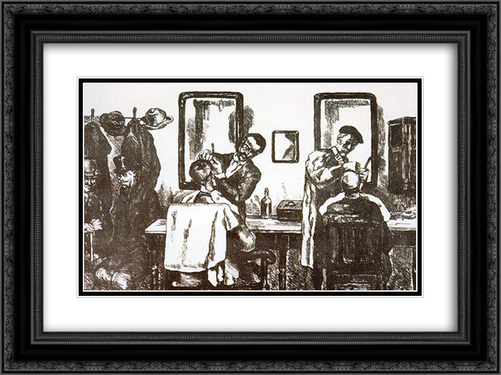 People 24x18 Black Ornate Wood Framed Art Print Poster with Double Matting by Solana, Jose Gutierrez