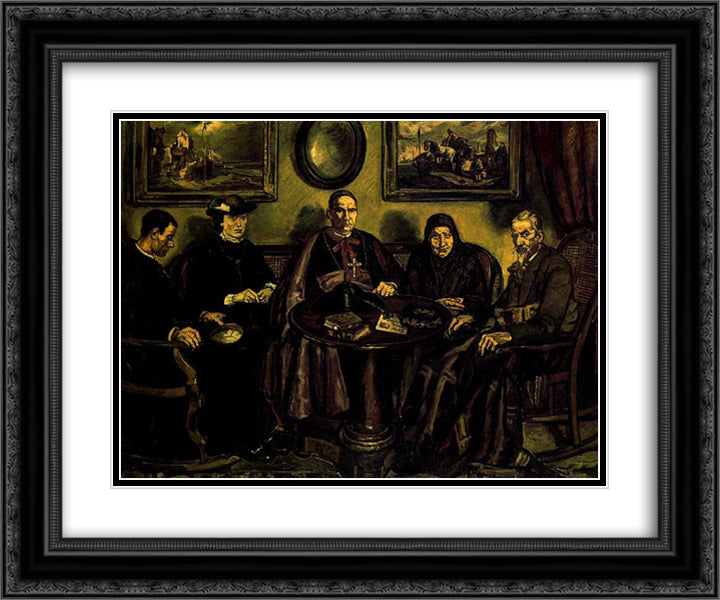 The Bishop's Visit 24x20 Black Ornate Wood Framed Art Print Poster with Double Matting by Solana, Jose Gutierrez