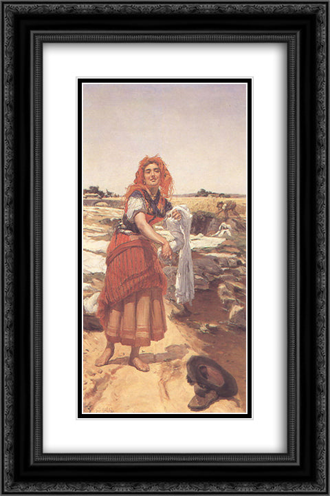 Clara 16x24 Black Ornate Wood Framed Art Print Poster with Double Matting by Malhoa, Jose