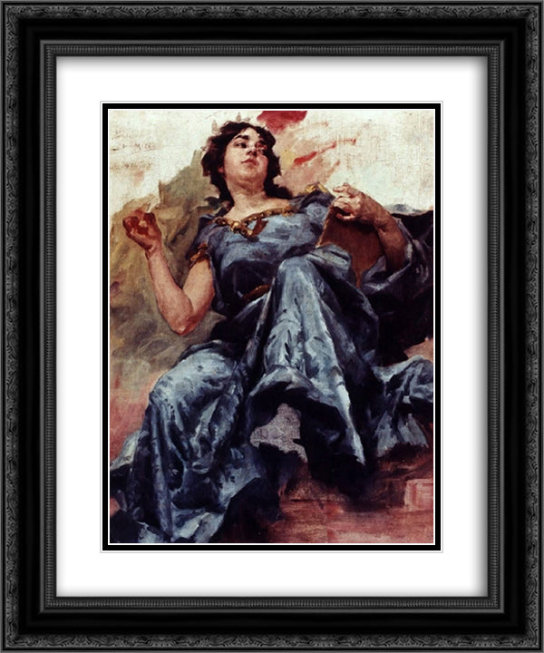 Figura decorativa 20x24 Black Ornate Wood Framed Art Print Poster with Double Matting by Malhoa, Jose