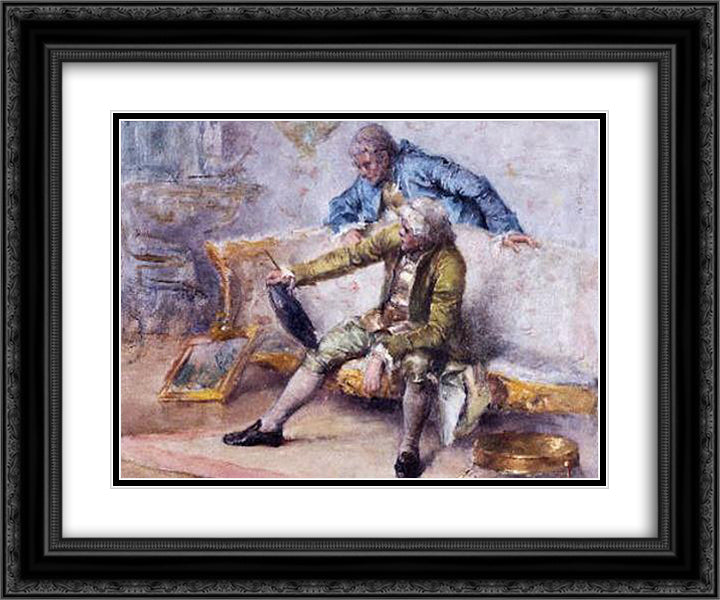 Untitled 24x20 Black Ornate Wood Framed Art Print Poster with Double Matting by Malhoa, Jose