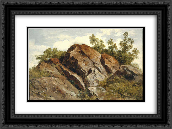Rocas 24x18 Black Ornate Wood Framed Art Print Poster with Double Matting by Velasco Gomez, Jose Maria