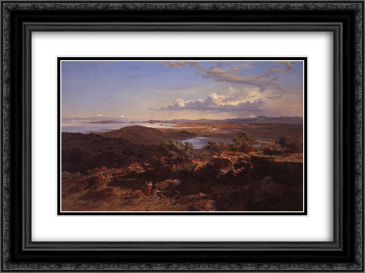 The Valley of Mexico from the Santa Isabel Mountain Range 24x18 Black Ornate Wood Framed Art Print Poster with Double Matting by Velasco Gomez, Jose Maria