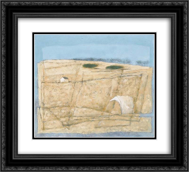 Paysage de Brie 22x20 Black Ornate Wood Framed Art Print Poster with Double Matting by Sima, Josef