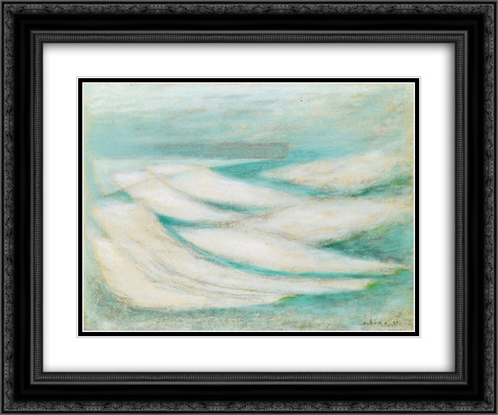 Storm at Fecamp 24x20 Black Ornate Wood Framed Art Print Poster with Double Matting by Sima, Josef