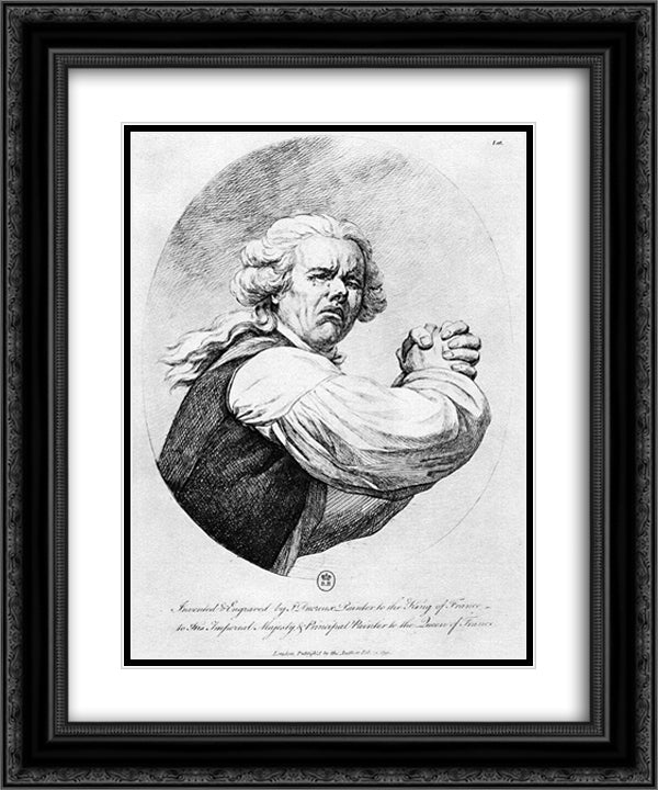 Portrait 20x24 Black Ornate Wood Framed Art Print Poster with Double Matting by Ducreux, Joseph