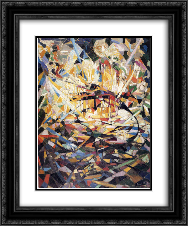 Battle of Lights, Coney Island 20x24 Black Ornate Wood Framed Art Print Poster with Double Matting by Stella, Joseph
