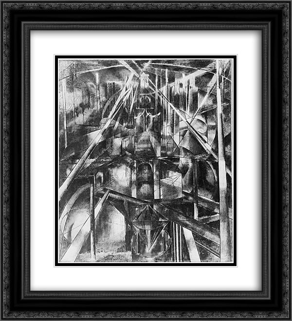 Brooklyn Bridge 20x22 Black Ornate Wood Framed Art Print Poster with Double Matting by Stella, Joseph