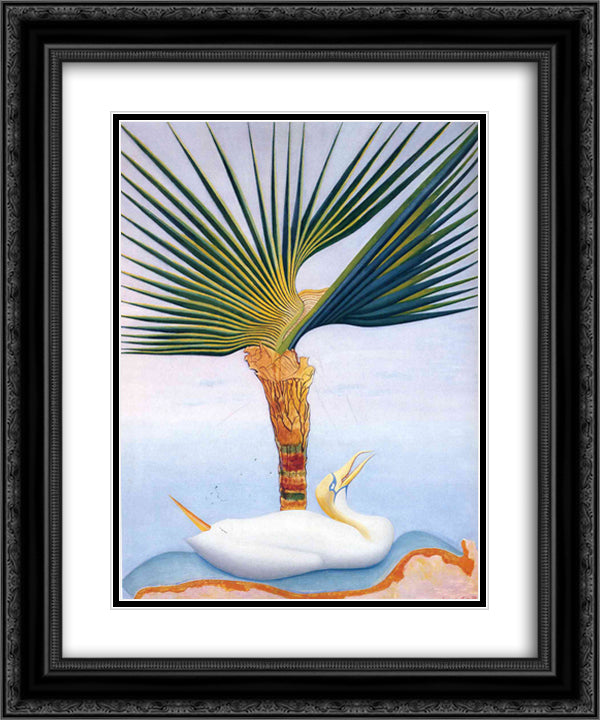 Palm Tree and Bird 20x24 Black Ornate Wood Framed Art Print Poster with Double Matting by Stella, Joseph