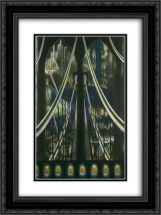 The Bridge 18x24 Black Ornate Wood Framed Art Print Poster with Double Matting by Stella, Joseph