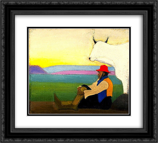 The Red Hat 22x20 Black Ornate Wood Framed Art Print Poster with Double Matting by Stella, Joseph