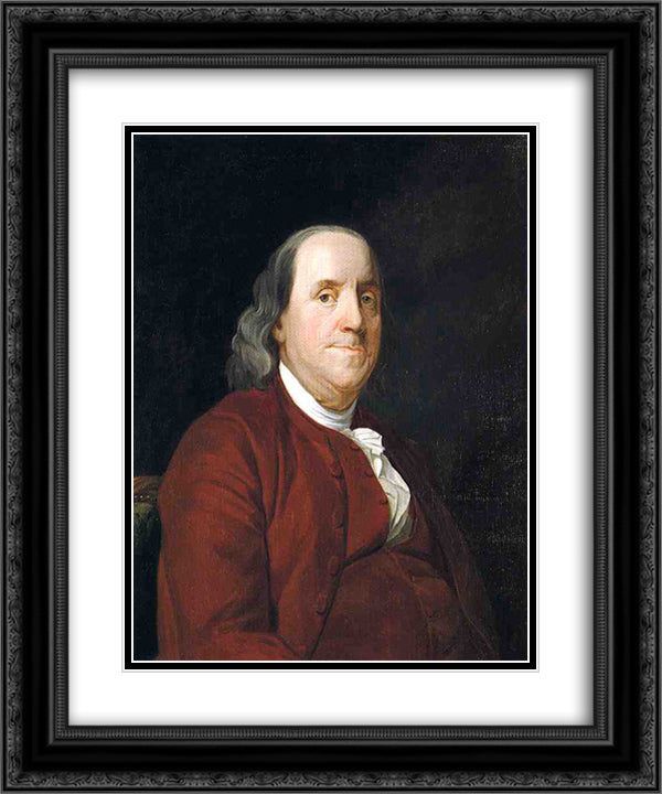 Benjamin Franklin 20x24 Black Ornate Wood Framed Art Print Poster with Double Matting by Wright, Joseph