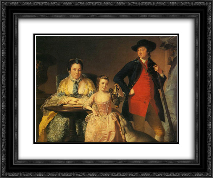 James and Mary Shuttleworth with One of Their Daughters 24x20 Black Ornate Wood Framed Art Print Poster with Double Matting by Wright, Joseph