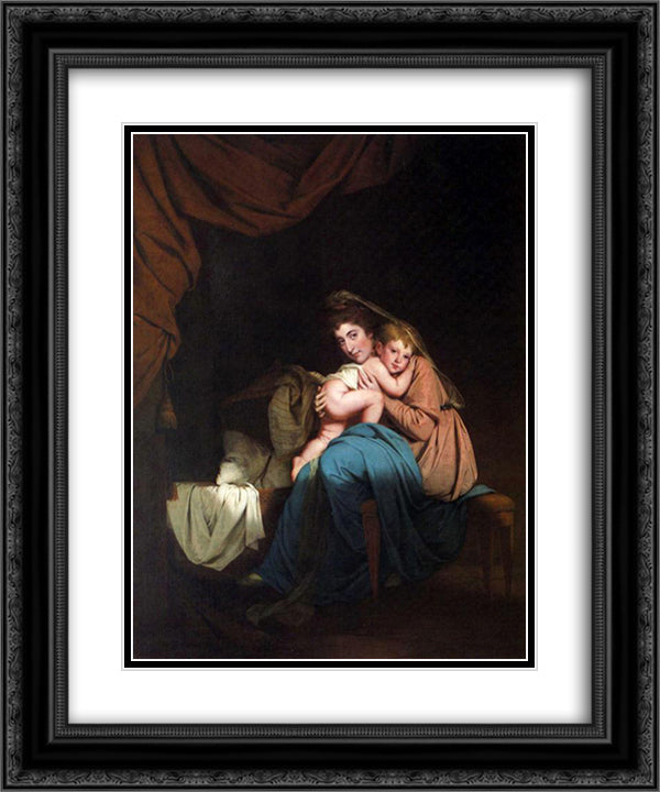 Lady Wilmot and Her Child 20x24 Black Ornate Wood Framed Art Print Poster with Double Matting by Wright, Joseph